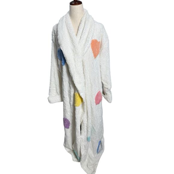 VTG Chenille Heart Robe Rare Multicolor Tufted Shabby Chic Canyon Group M READ - Picture 2 of 7